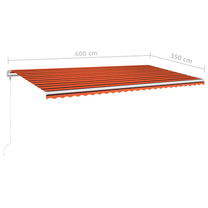 Tenda Automatica Sensore Vento e LED 600x350 cm Arancio Marrone