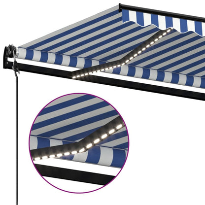 Tenda Automatica con Sensore Vento e LED 300x250 cm Blu Bianca