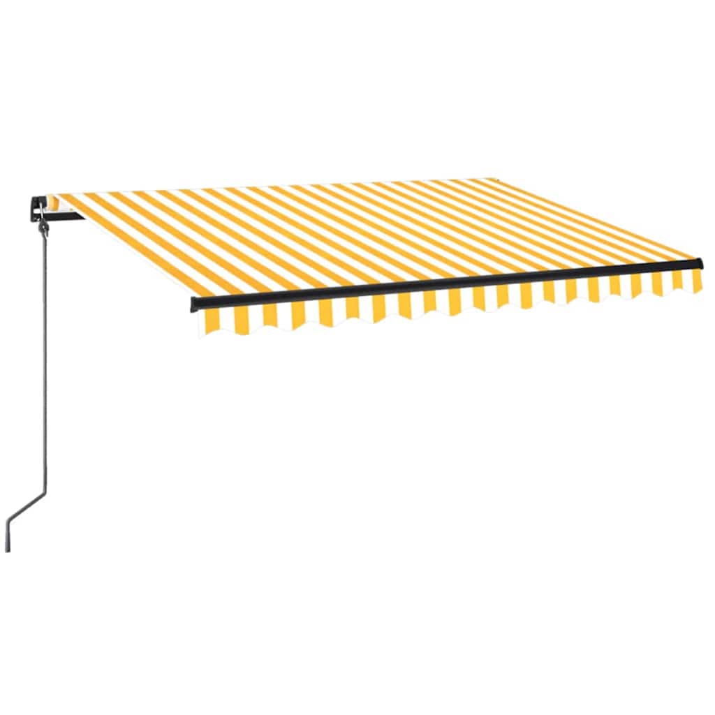 Tenda da Sole Retrattile Manuale LED 350x250 cm Gialla e Bianca