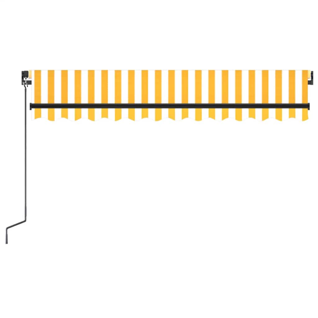 Tenda da Sole Retrattile Manuale LED 350x250 cm Gialla e Bianca