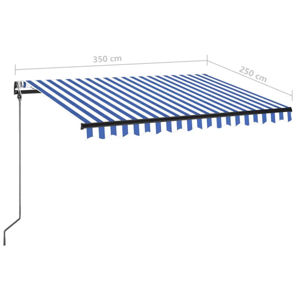 Tenda Automatica con Sensore Vento e LED 350x250 cm Blu Bianca | homemem39