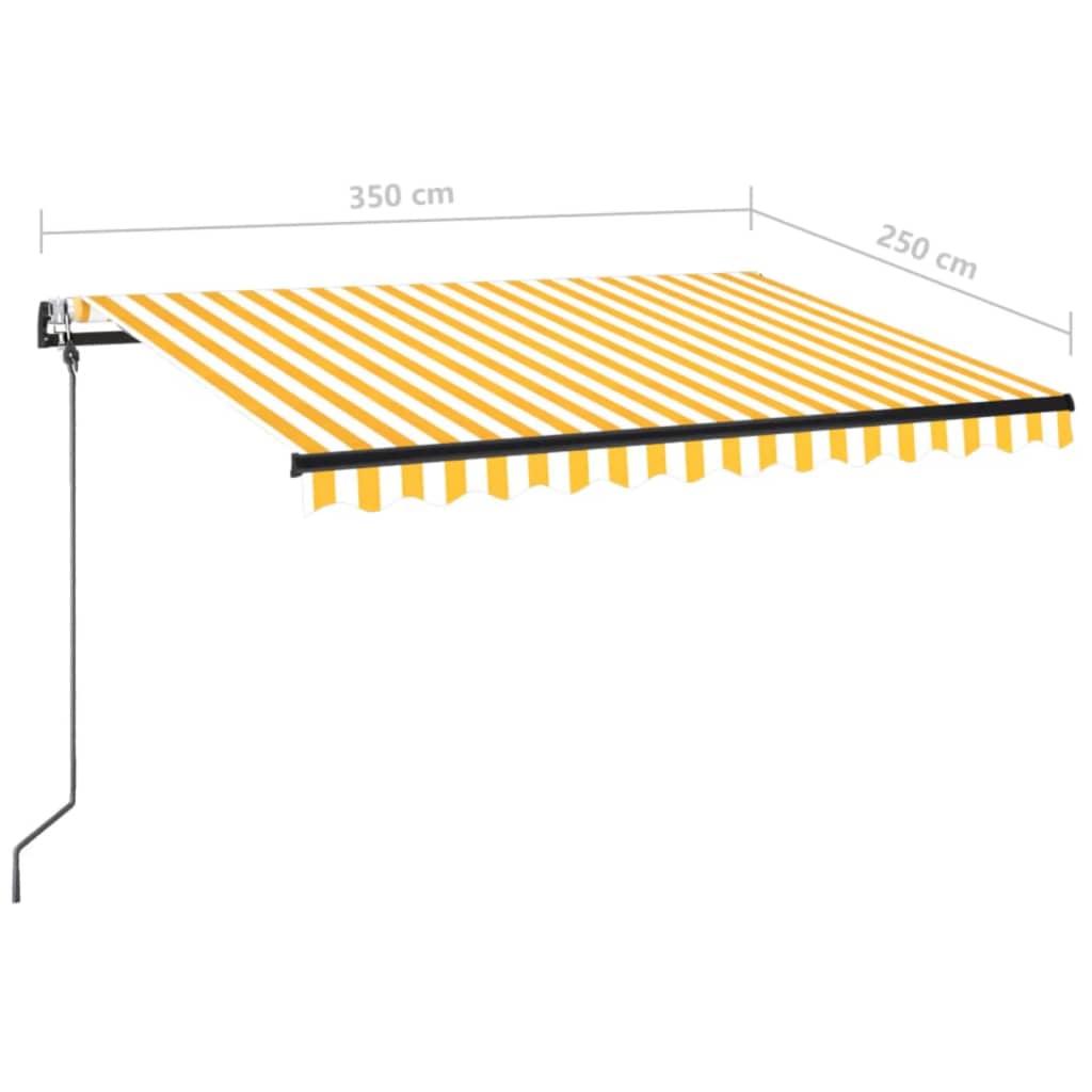 Tenda Automatica Sensore Vento e LED 350x250 cm Gialla Bianca