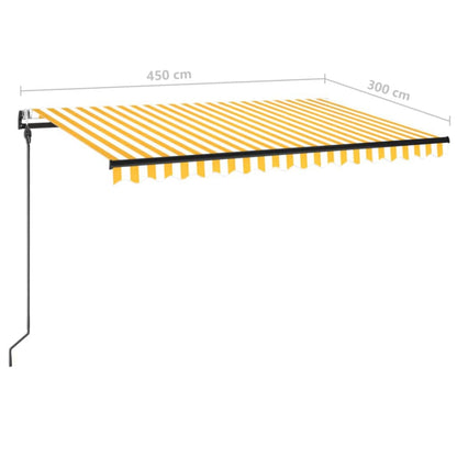 Tenda da Sole Retrattile Automatica 450x300 cm Gialla e Bianca