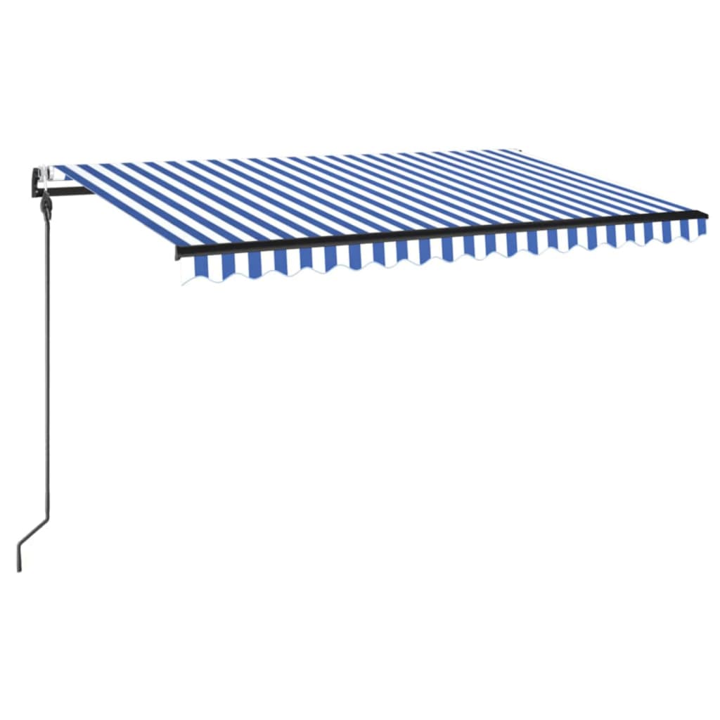 Tenda Automatica con Sensore Vento e LED 450x300 cm Blu Bianca