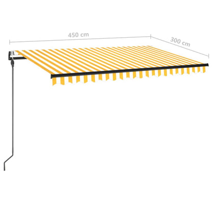 Tenda Automatica con Sensore Vento LED 450x300 cm Gialla Bianca - homemem39