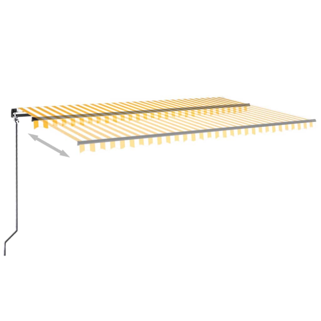 Tenda da Sole Manuale con LED 500x300cm Giallo e Bianco