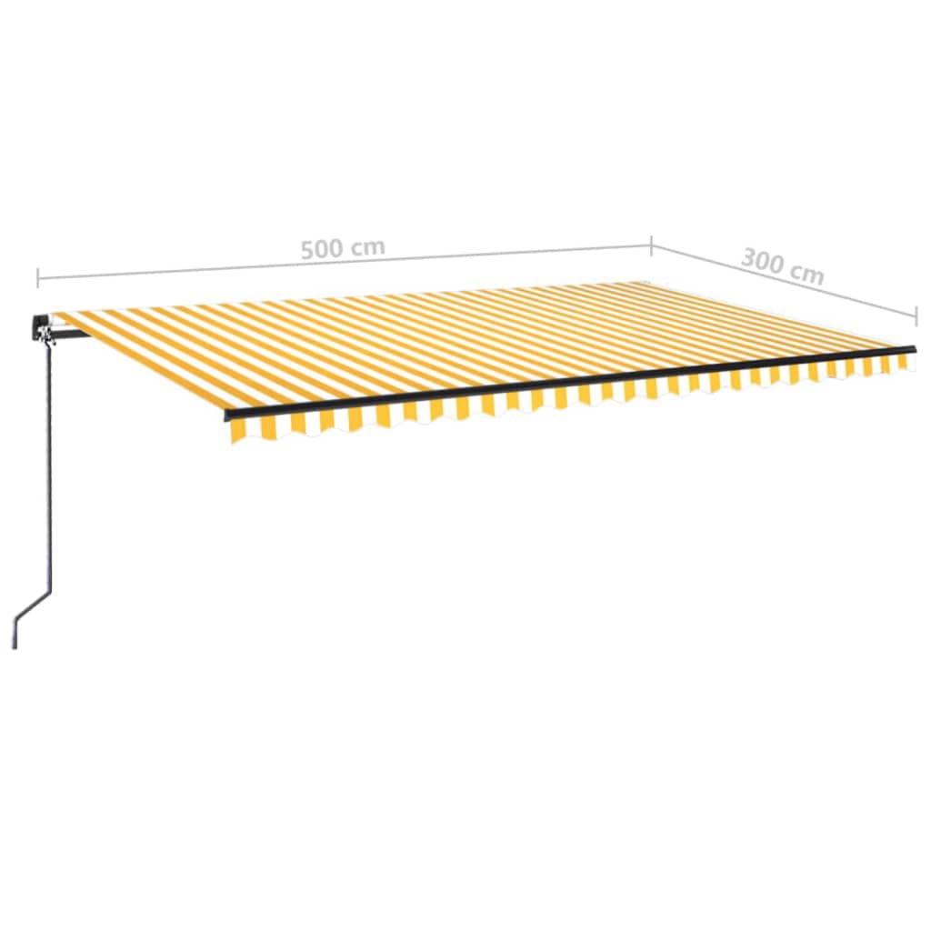 Tenda da Sole Manuale con LED 500x300cm Giallo e Bianco