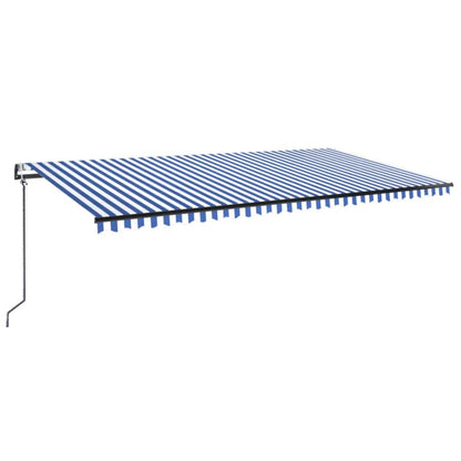 Tenda Automatica con Sensore Vento e LED 600x300 cm Blu Bianca