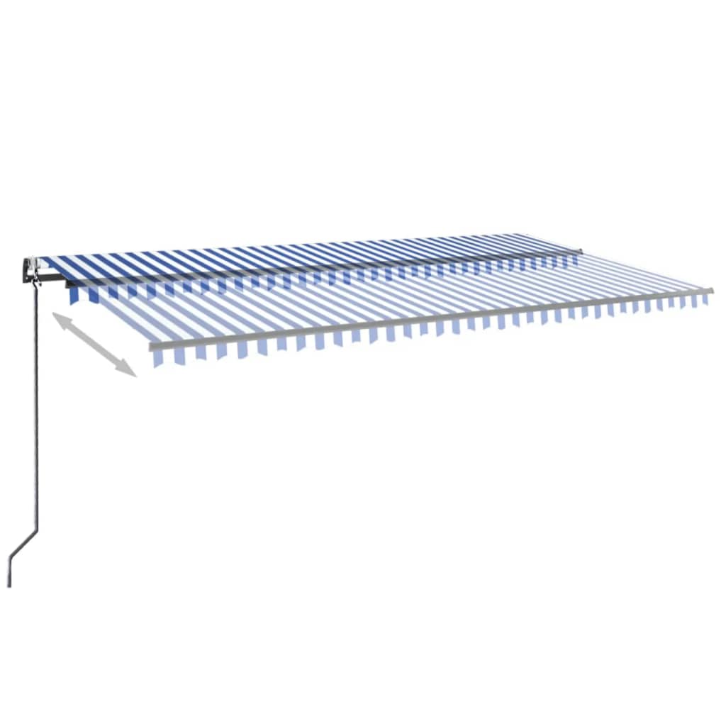 Tenda Automatica con Sensore Vento e LED 600x300 cm Blu Bianca