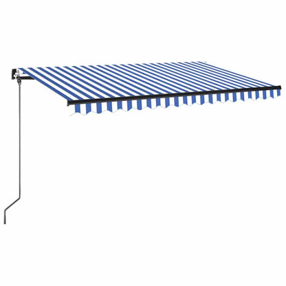 Tenda da Sole Retrattile Manuale con LED 400x350 cm Blu Bianco