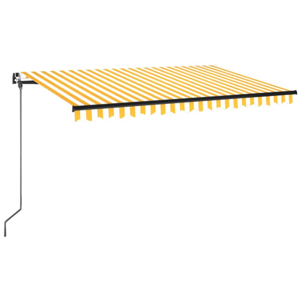 Tenda da Sole Retrattile Manuale LED 400x350 cm Giallo Bianco - homemem39