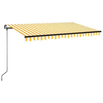 Tenda da Sole Retrattile Manuale LED 400x350 cm Giallo Bianco - homemem39