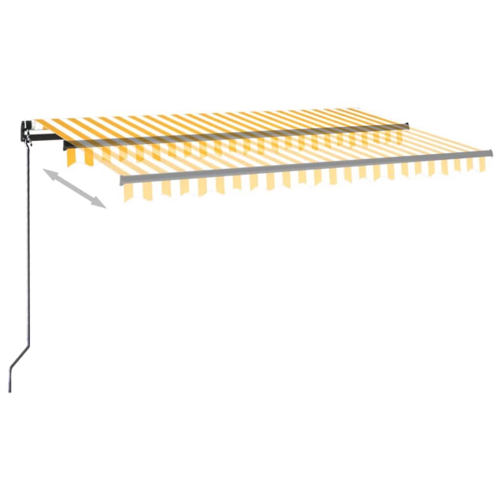 Tenda da Sole Retrattile Manuale LED 400x350 cm Giallo Bianco - homemem39