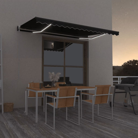 Tenda Automatica con Sensore Vento e LED 400x350 cm Antracite - homemem39