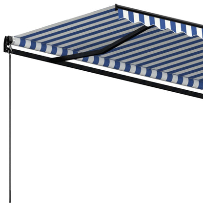Tenda da Sole Retrattile Manuale 450x350 cm Blu e Bianca - homemem39