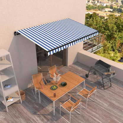Tenda da Sole Retrattile Manuale 450x350 cm Blu e Bianca