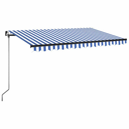 Tenda da Sole Retrattile Manuale con LED 450x350 cm Blu Bianca