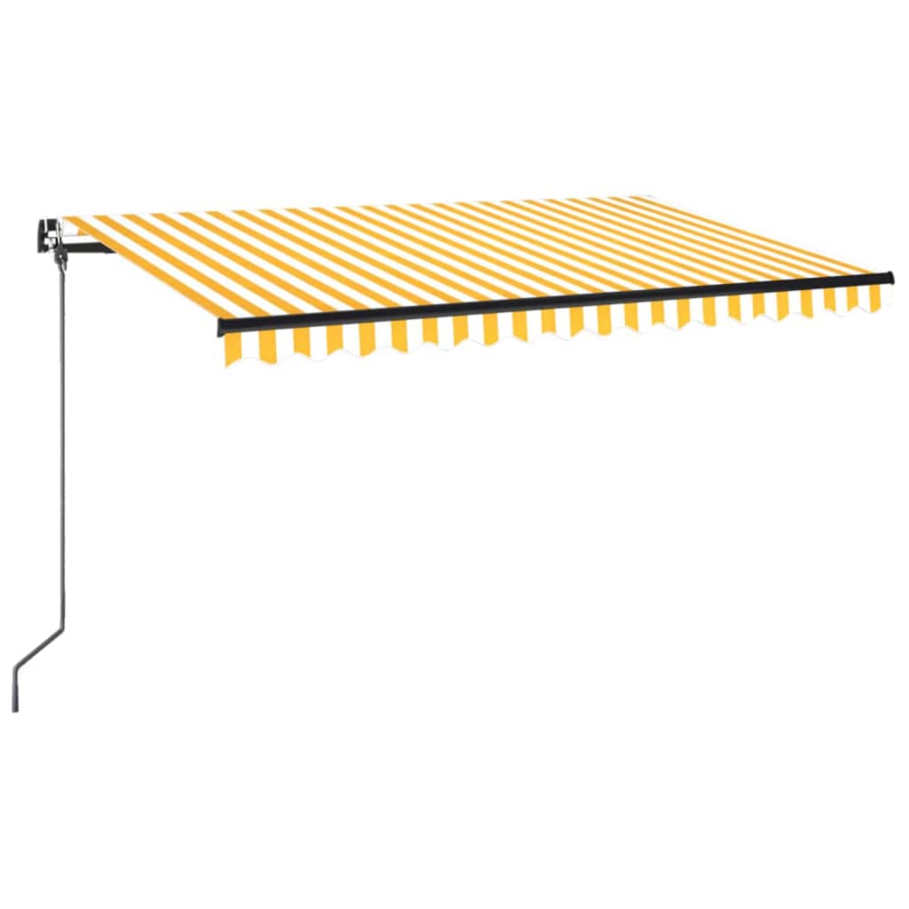 Tenda da Sole Retrattile Manuale LED 450x350 cm Giallo Bianco