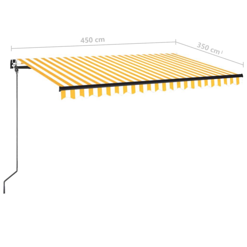 Tenda da Sole Retrattile Manuale LED 450x350 cm Giallo Bianco - homemem39