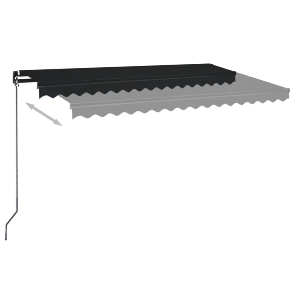 Tenda da Sole Retrattile Manuale LED 450x350 cm Antracite | homemem39
