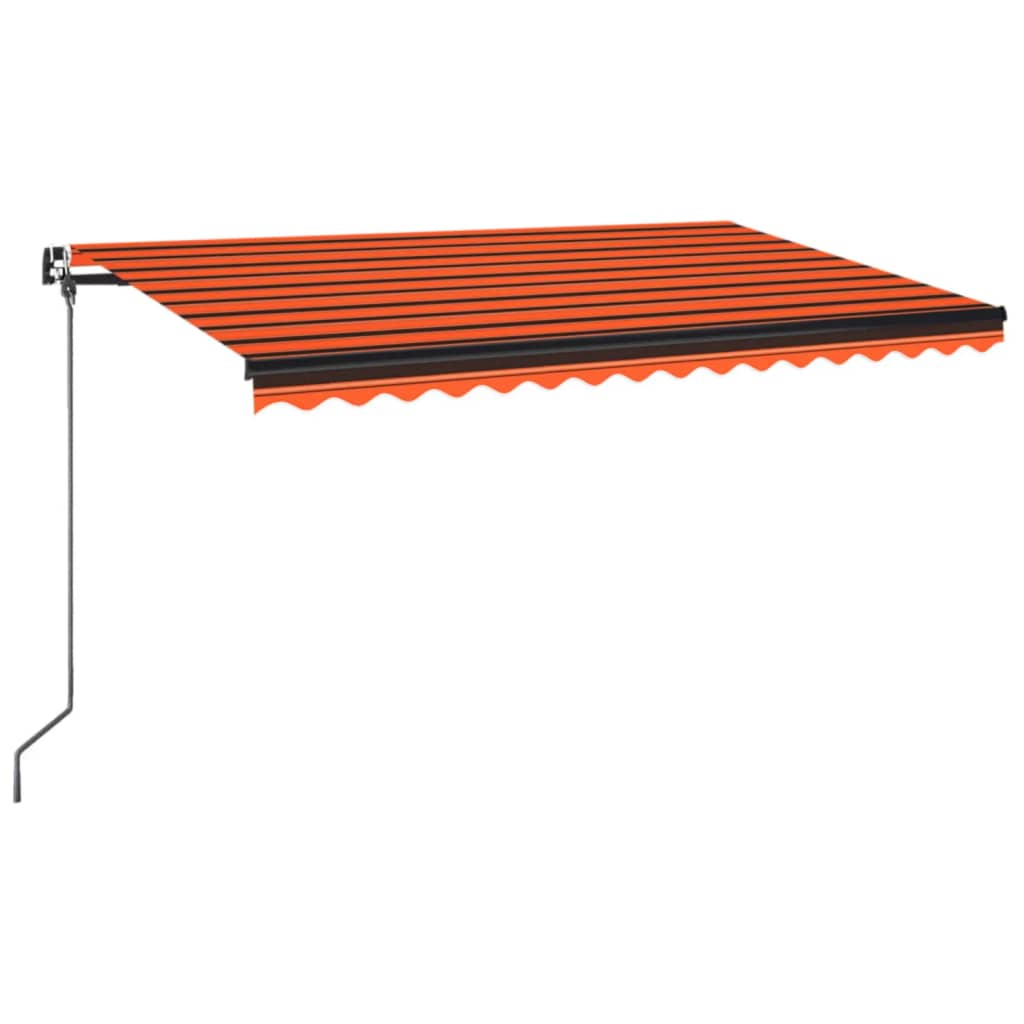 Tenda da Sole Retrattile Manuale LED 450x350 cm Arancio Marrone - homemem39