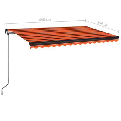 Tenda da Sole Retrattile Manuale LED 450x350 cm Arancio Marrone - homemem39