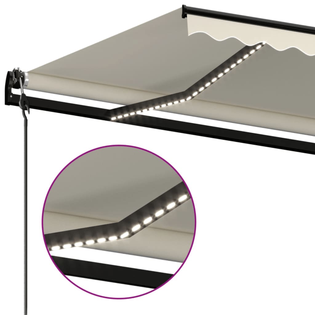 Tenda Automatica con Sensore Vento e LED 450x350 cm Crema | homemem39