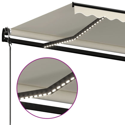 Tenda Automatica con Sensore Vento e LED 450x350 cm Crema | homemem39