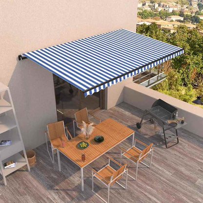 Tenda da Sole Retrattile Manuale 500x350 cm Blu e Bianca