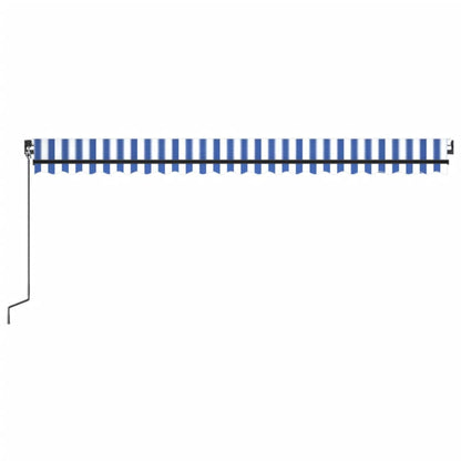 Tenda da Sole Retrattile Manuale LED 500x350 cm Blu e Bianca