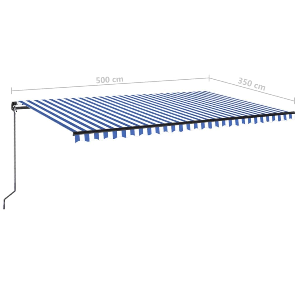 Tenda da Sole Retrattile Manuale LED 500x350 cm Blu e Bianca - homemem39
