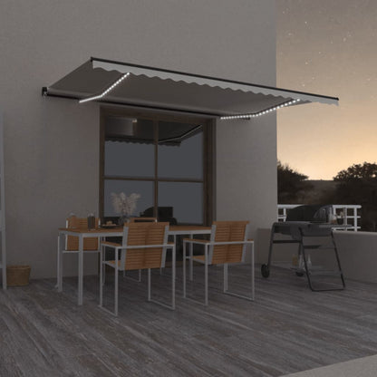 Tenda da Sole Retrattile Manuale LED 500x350 cm Crema | homemem39