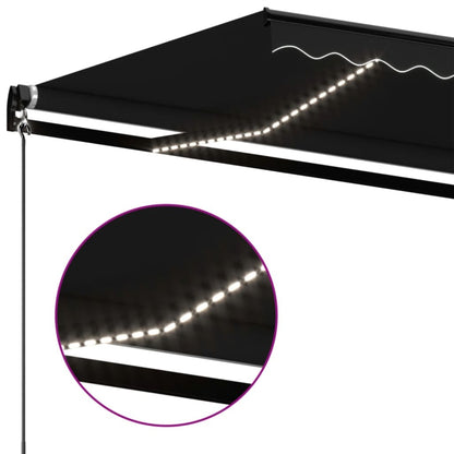 Tenda da Sole Retrattile Manuale con LED 500x350 cm Antracite | homemem39