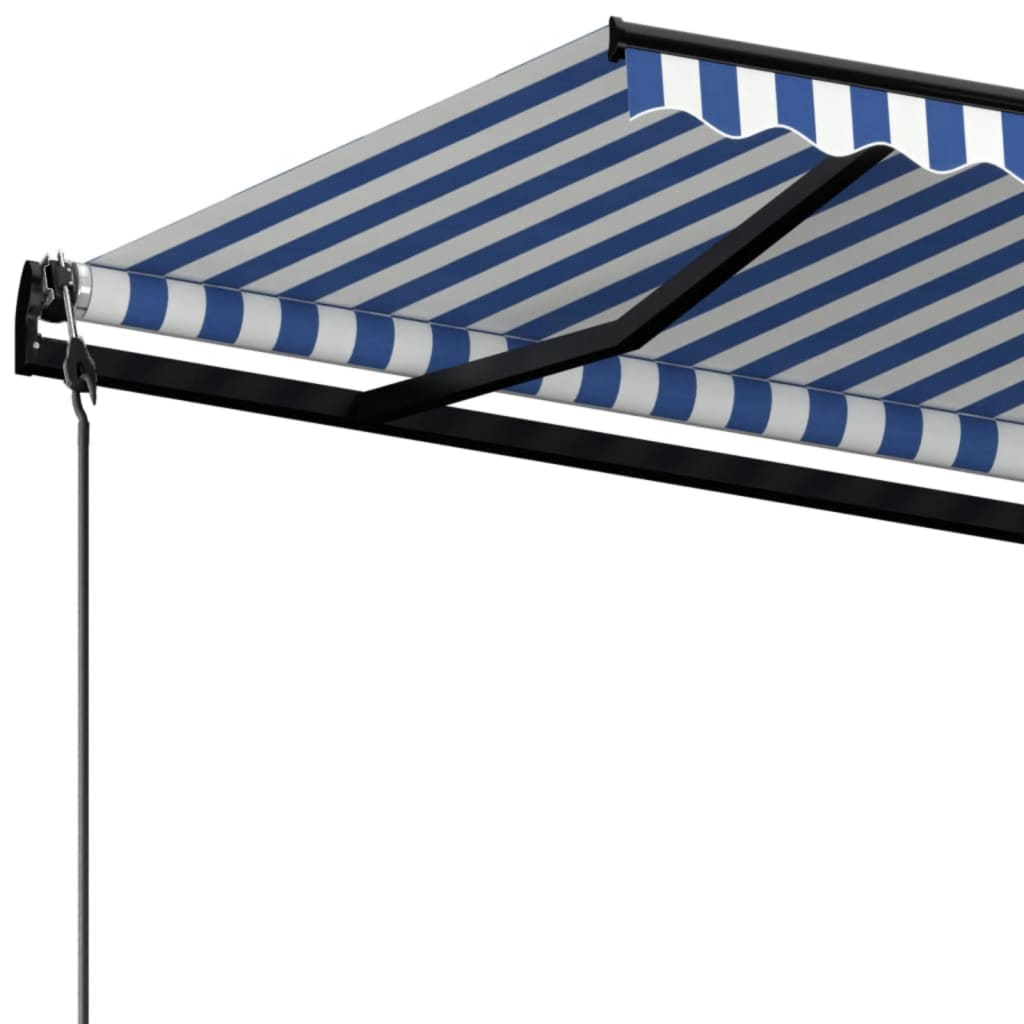 Tenda da Sole Retrattile Automatica 500x350 cm Blu e Bianca - homemem39