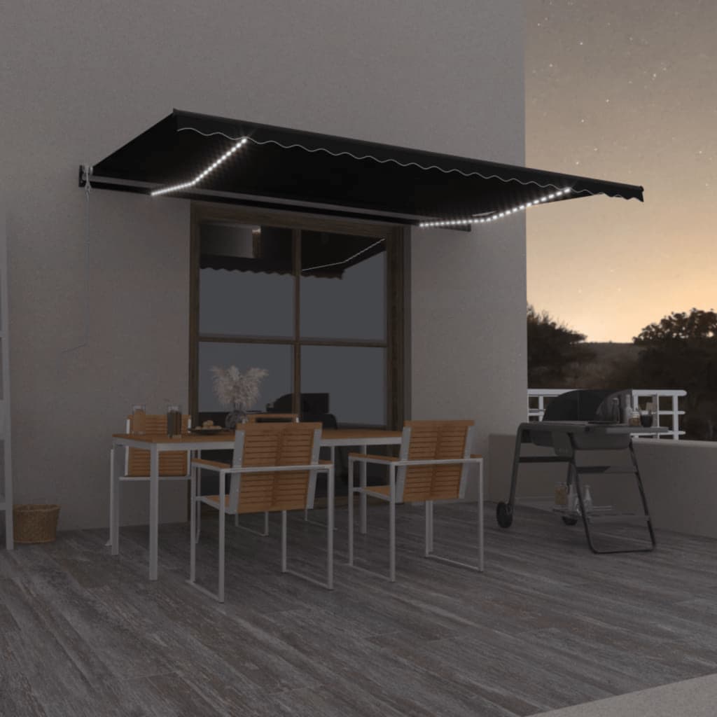Tenda Automatica con Sensore Vento e LED 500x350 cm Antracite | homemem39