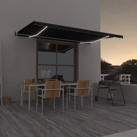 Tenda Automatica con Sensore Vento e LED 500x350 cm Antracite | homemem39