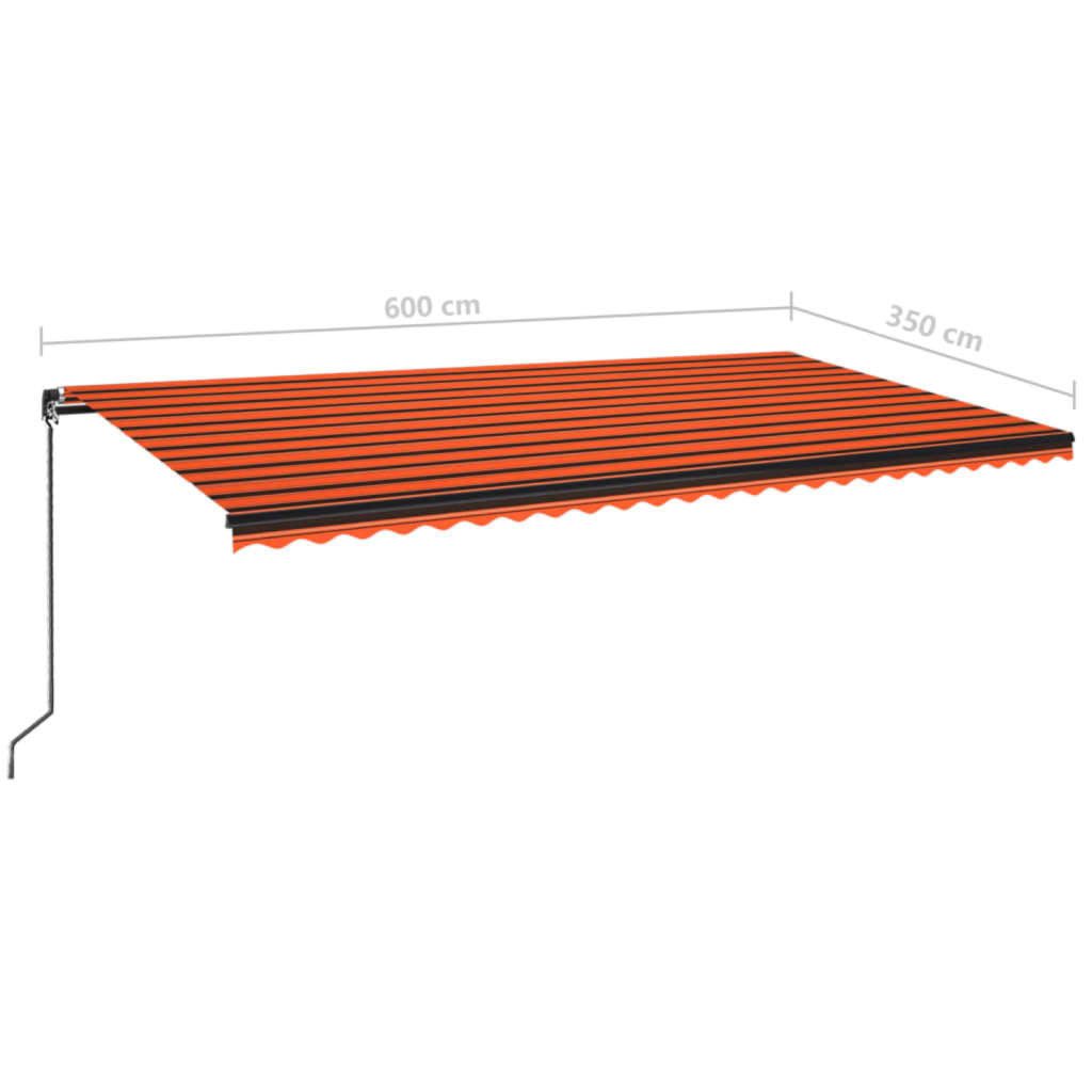 Tenda da Sole Retrattile Manuale 600x350 cm Arancione e Marrone