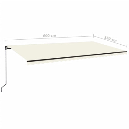 Tenda da Sole Retrattile Manuale con LED 600x350 cm Crema