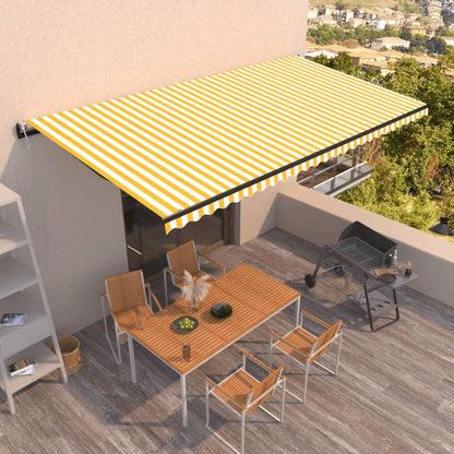 Tenda da Sole Retrattile Automatica 600x350 cm Gialla e Bianca