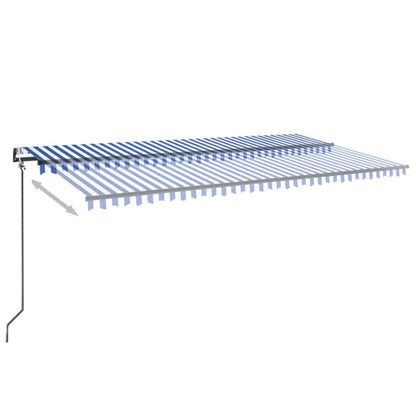 Automatic Awning with Wind Sensor and LED 600x350 cm Blue White