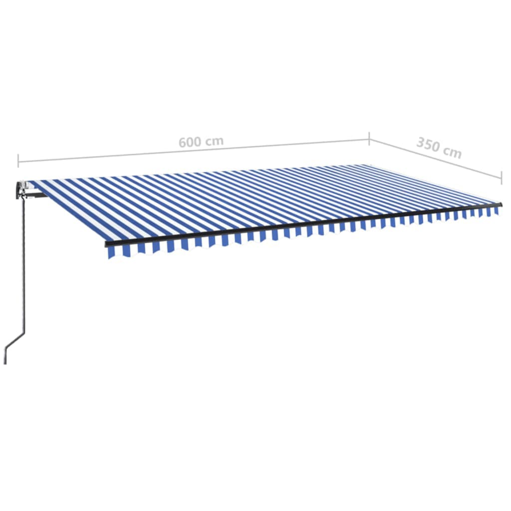 Tenda Automatica con Sensore Vento e LED 600x350 cm Blu Bianca