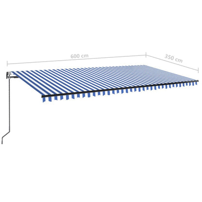 Tenda Automatica con Sensore Vento e LED 600x350 cm Blu Bianca