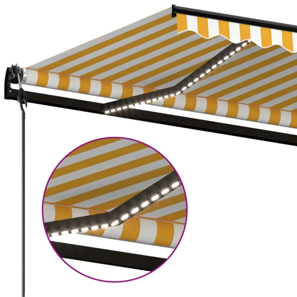 Automatic Awning with Wind Sensor and LED 600x350 cm Yellow White