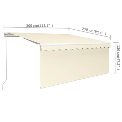 Tenda da Sole Retrattile Manuale con Parasole 3x2,5 m Crema