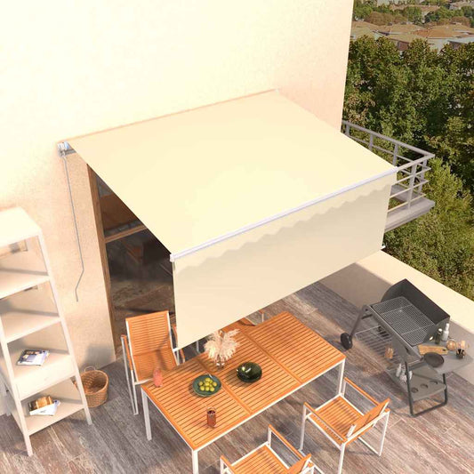 Tenda da Sole Retrattile Manuale con Parasole 3x2,5 m Crema - homemem39