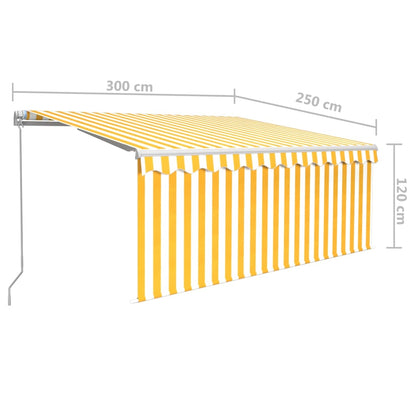 Tenda Sole Retrattile Manuale Parasole LED 3x2,5m Gialla Bianca