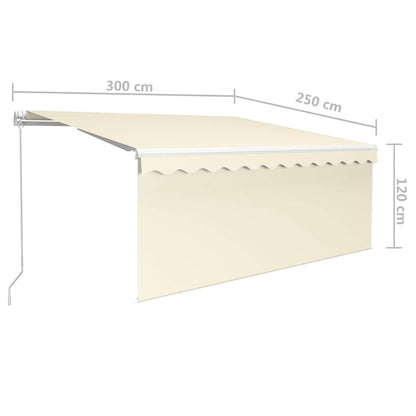 Tenda da Sole Retrattile Manuale con LED 3x2,5 m Crema