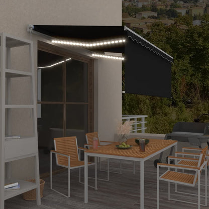Tenda da Sole Retrattile Manuale con LED 3x2,5 m Antracite - homemem39
