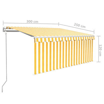 Tenda Sole Retrattile Automatica e Parasole 3x2,5mGialla Bianca