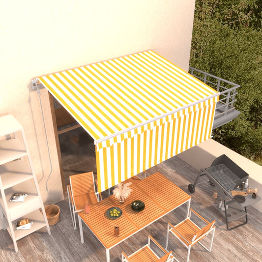 Tenda Sole Retrattile Automatica e Parasole 3x2,5mGialla Bianca - homemem39